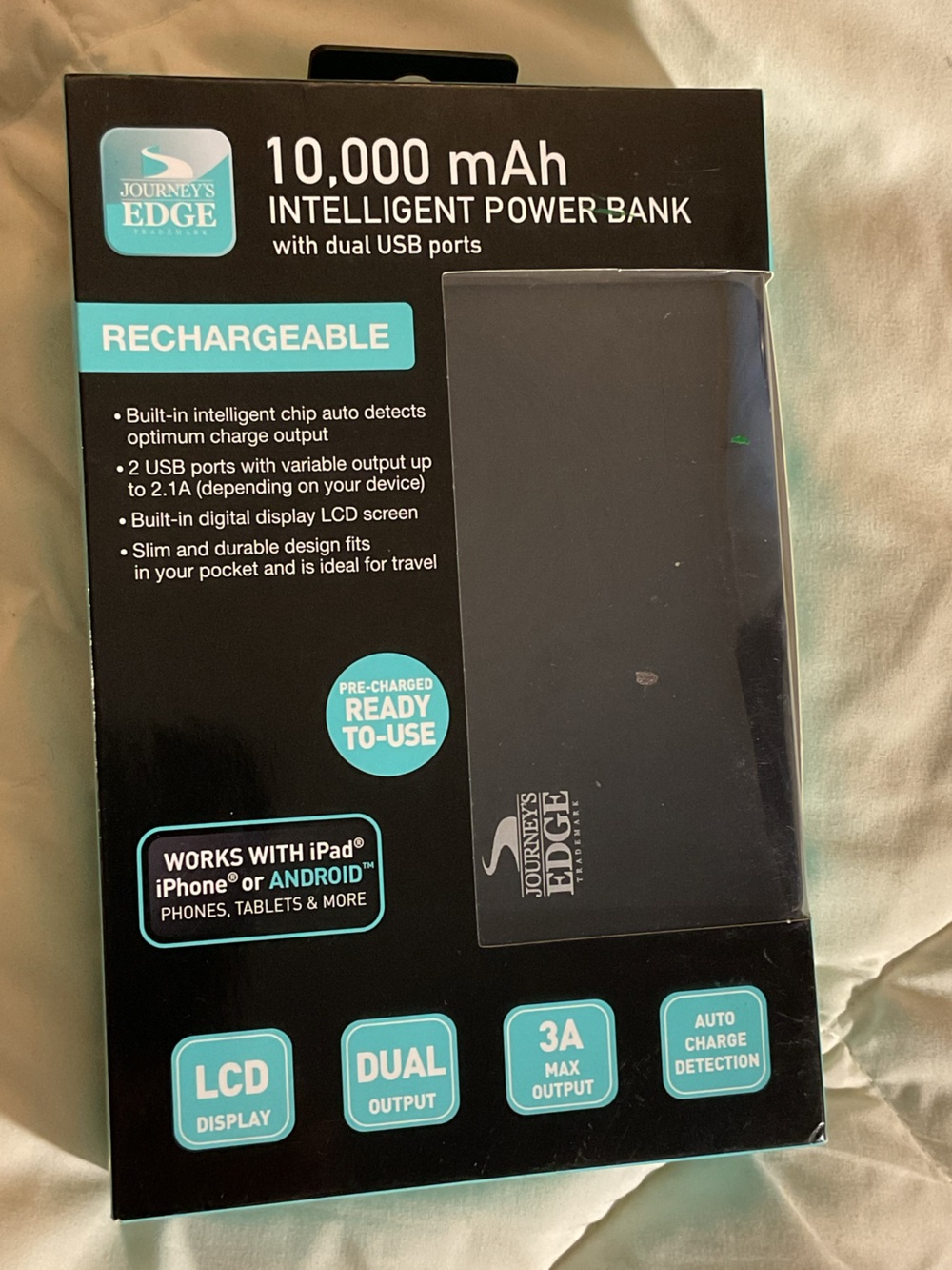 Black Portable Power Bank - Rechargeable USB Battery Pack